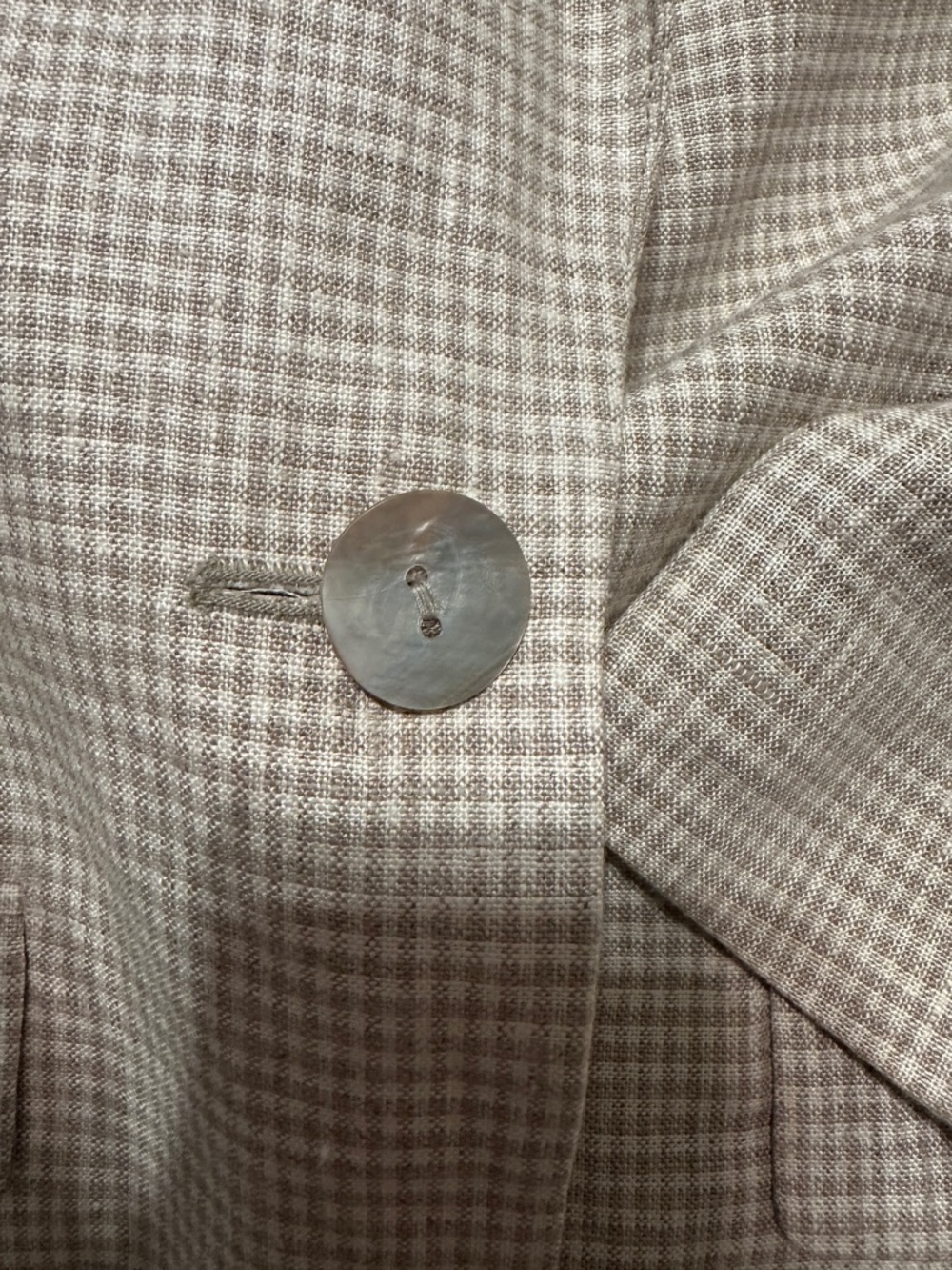 Beige Houndstooth Single-Button Womens Blazer - Picture 2 of 3